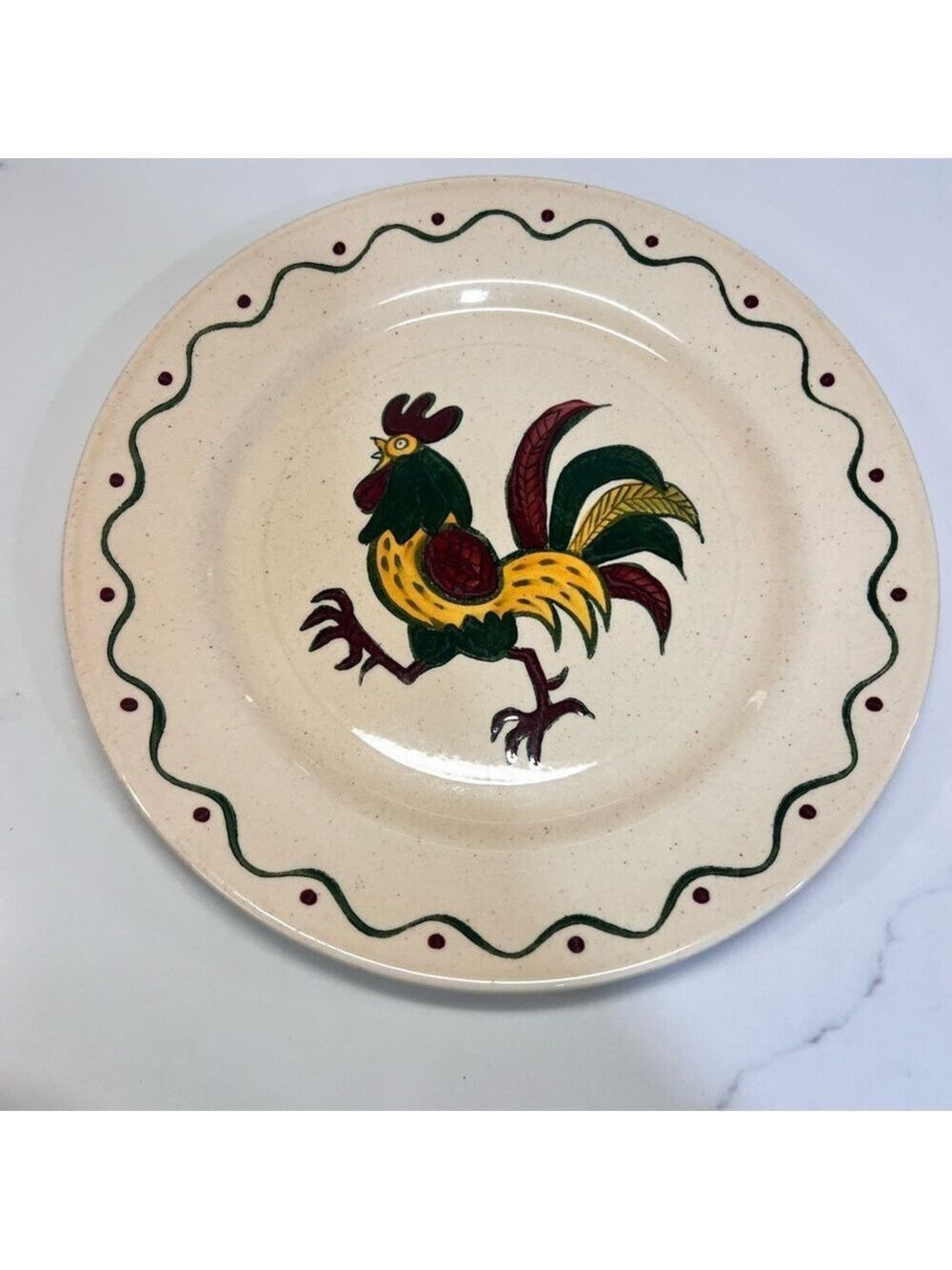 Poppytrail California Provincial Green Rooster 10” Dinner Plate by Metlox